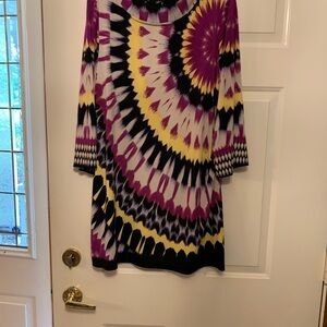Elegant Long Sleeve Tie-Dye Tunic Top